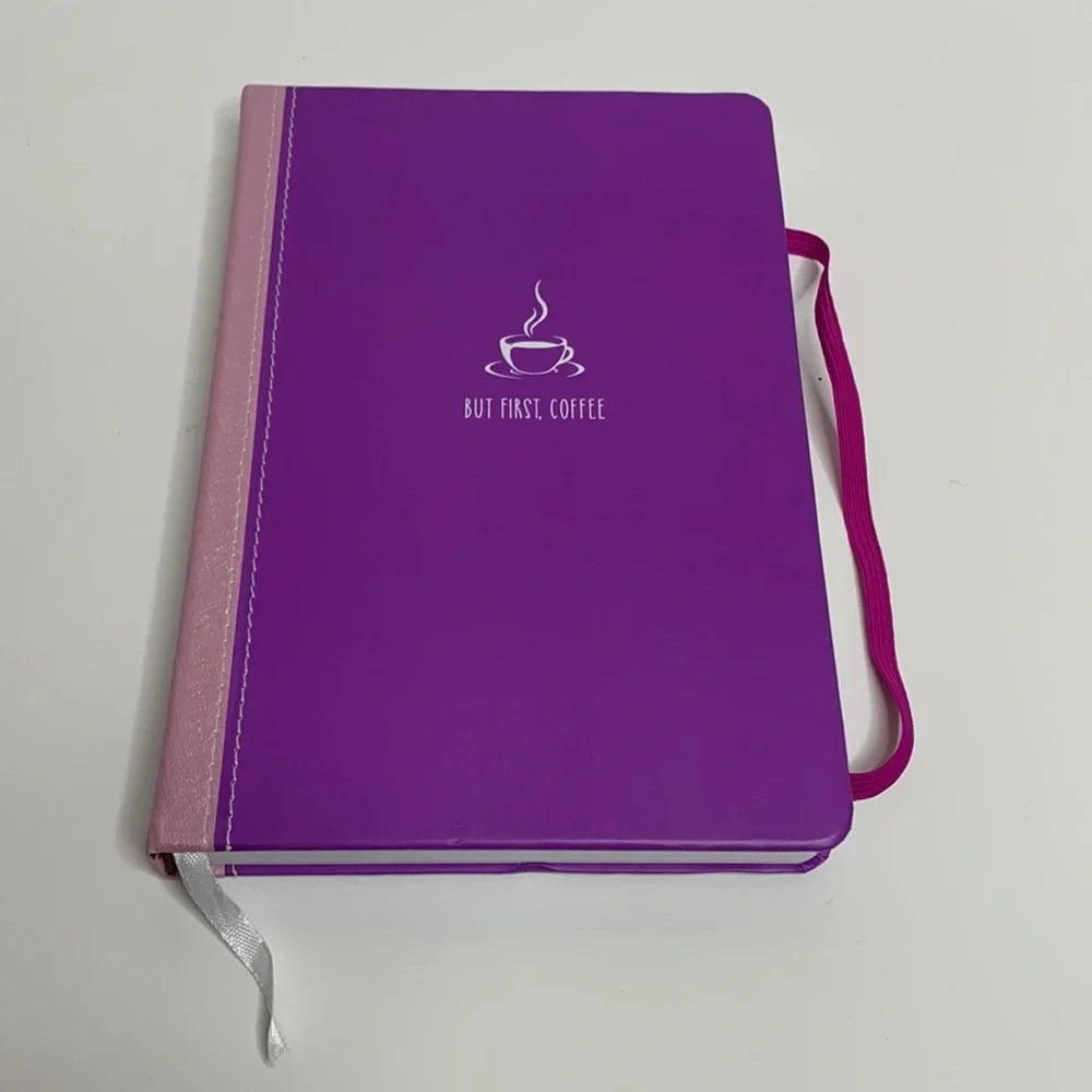 Love Nicole | Purple Hardcover Notebook BUT FIRST,COFFEE Creative Notes Office
